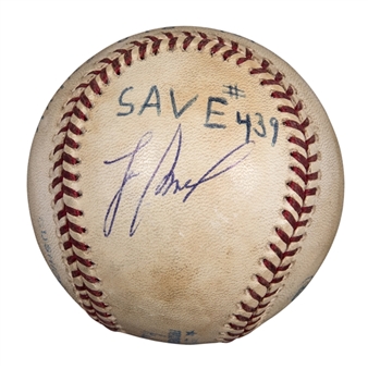 1995 Lee Smith Game Used/Signed Career Save #439 Baseball Used On 5/9/95 (Smith LOA)